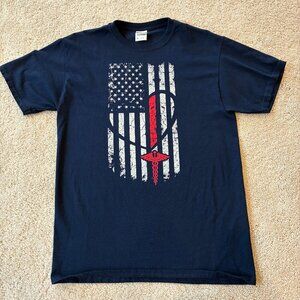 American Flag Medical Symbol Navy Blue Short-Sleeve Top T-Shirt